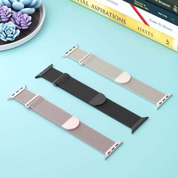 3 Pack Mesh Metal Band Compatible with Apple Watch Band 38mm 40mm 41mm 42mm 44mm 45mm 46mm 49mm, Stainless Steel Magnetic Loop Strap for iWatch Ultra 3 2 1 Series 11/10/9/8/SE/7/6/5/4/3 Men Women - Image 2