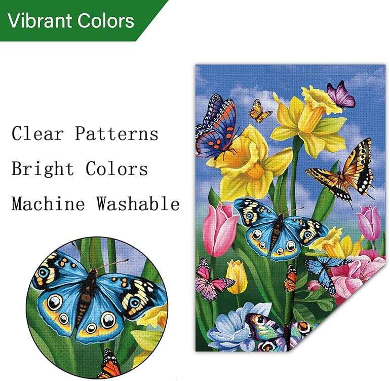 Louise Maelys Spring Daffodil Garden Flag 12x18 Double Sided, Burlap Small Butterfly Floral Flower Welcome Yard House Outside Outdoor Summer Decoration - Image 5
