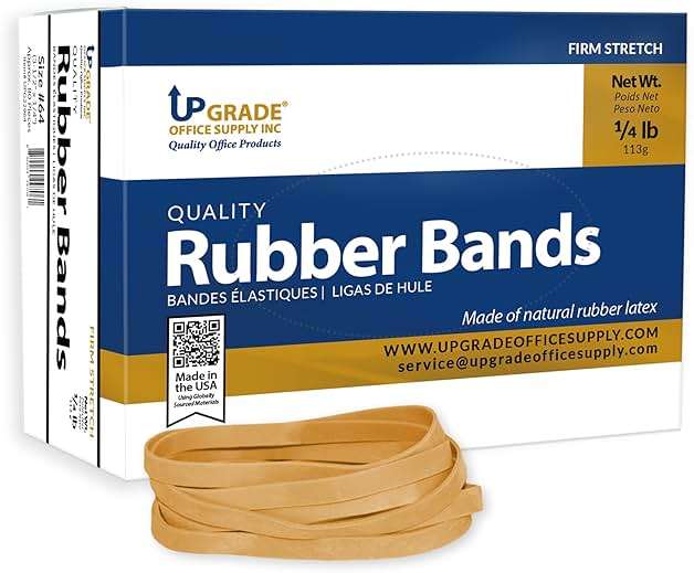 Upgrade Office Supply UPG22964 Rubber Bands, Size #64 (3-1/2 in x 1/4 in), 80 Bands, 1/4 lb Box, USA - Image 1