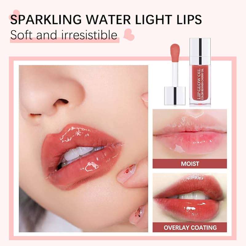 GECOMO Hydrating Lip Glow Oil, Lip Oil Gloss Transparent Toot Tinted Nourishing Long Lasting Repairing Lightening Lip Lines (RASPBERRY) 0.2 OZ - Image 5