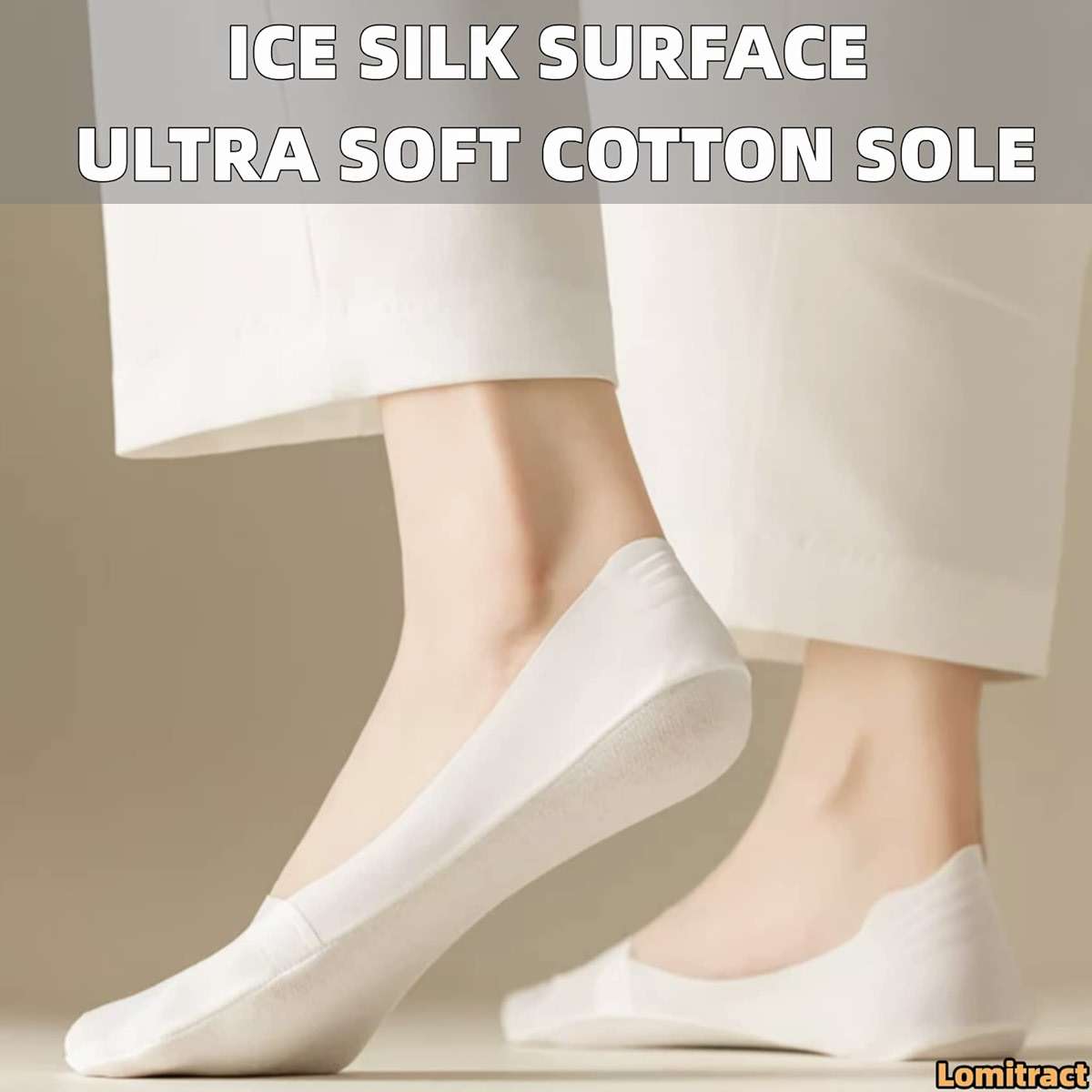 Lomitract Thin No Show Socks (Women 5-12), Made of Ice Silk Surface on the Surface & Cotton on the Bottom - Image 4