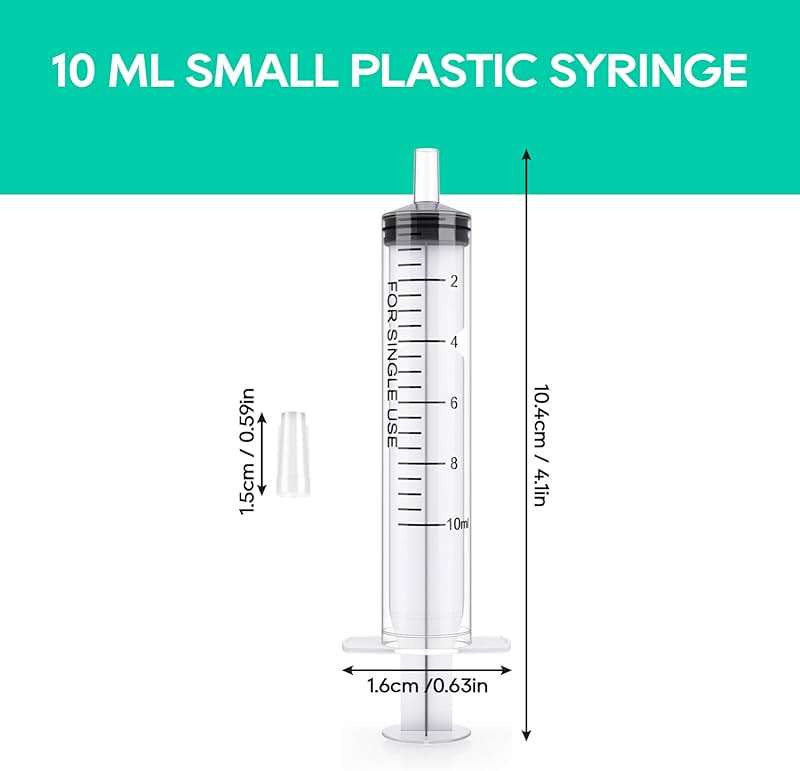 JOLLY PARTY 100 Pack 10ml Syringes Plastic Small Measuring Syringe with Tip Cap, Oral Syringe for Scientific Labs, Feeding Pets, Measurement,Refilling, No Needle - Image 2