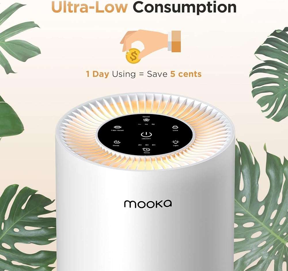 Air Purifiers for Home Large Rooms up to 1200ft², MOOKA H13 True HEPA Air Purifier for Bedroom Pets with Aromatherapy, Child Lock, 13dB Ultra-Quiet Air Cleaner for Smoke, Odor, Dander, Pollen - Image 9