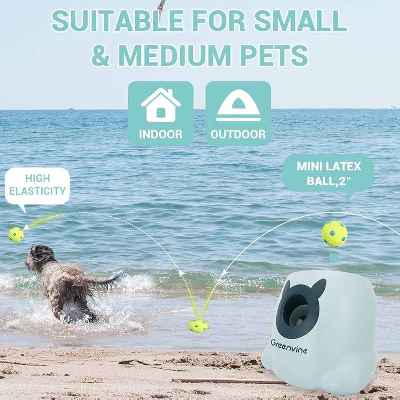 Greenvine Automatic Dog Ball Launcher Interactive Ball Thrower Fetch it Machine for Dogs with 6 Durable High Elasticity Latex Balls Included - Image 7