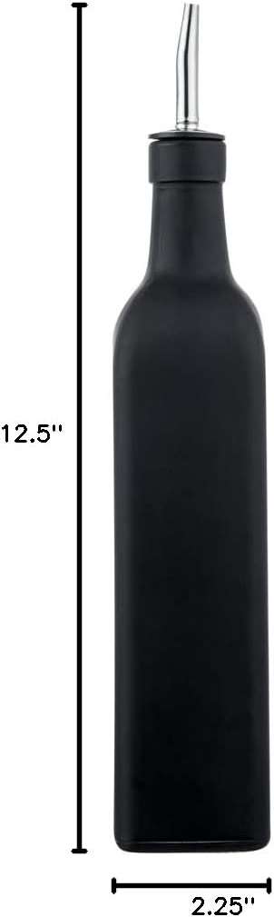 Restaurantware RW Base 16.9 Ounce Olive Oil Dispenser 1 Kitchen Oil Dispenser Bottle - With Stainless Steel Pourer Non-Leaking Black Glass Olive Oil Pourer For Cooking Or Salad Dressings - Image 3