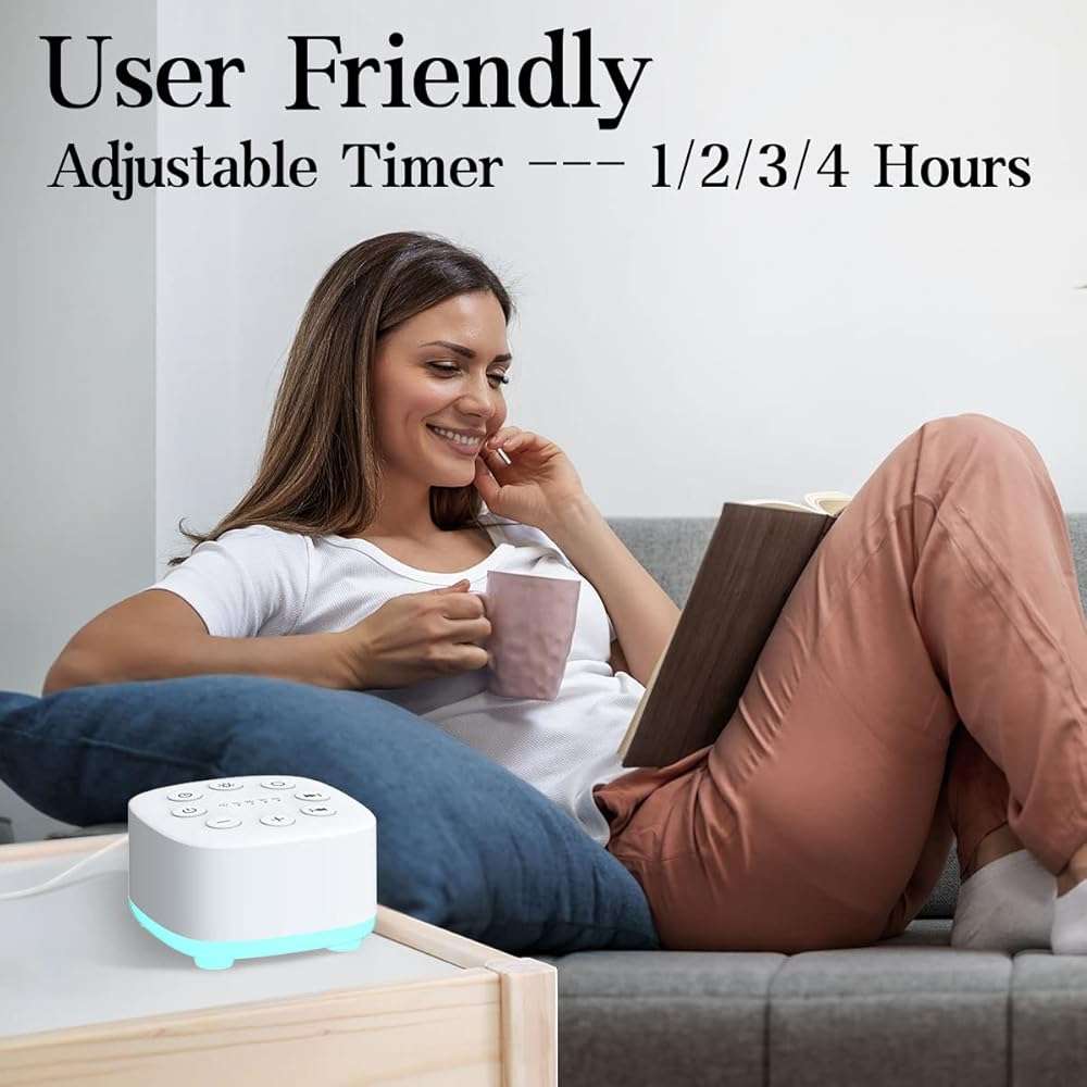 Meditation White Noise Sound Machine 30 Soothing Sounds with 32 Volume Control 12 Night Light 5 Timers Portable Sleep Machine for Travel Powered by AC or USB Sleep Therapy for Baby Kids Adults (White) - Image 6