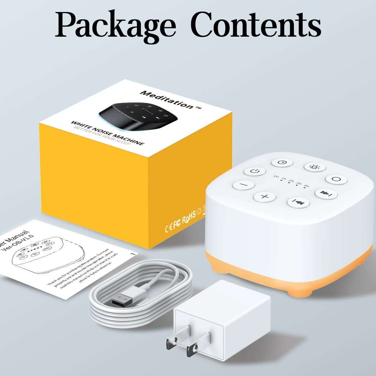Meditation White Noise Sound Machine 30 Soothing Sounds with 32 Volume Control 12 Night Light 5 Timers Portable Sleep Machine for Travel Powered by AC or USB Sleep Therapy for Baby Kids Adults (White) - Image 7