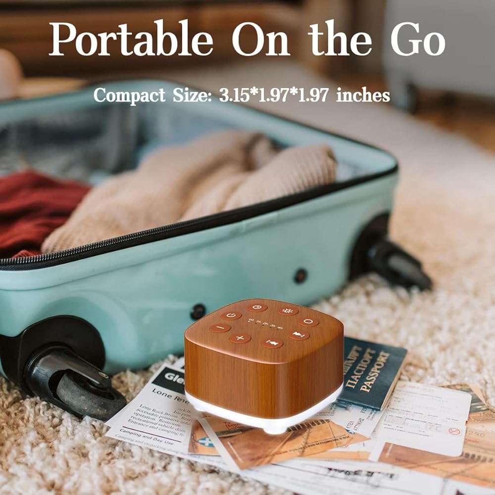 Meditation White Noise Machine Sound Machine 30 Soothing Sounds 12 Night Light 5 Auto-Off Timer Portable Sleep Machine for Travel Powered by AC or USB Sleep Therapy for Baby Kids Adults (Wood Grain) - Image 5
