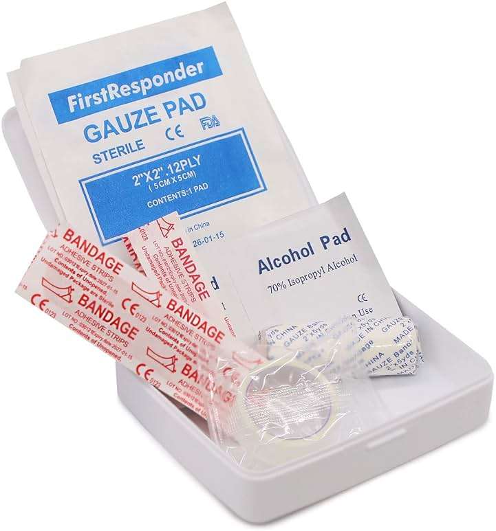 DMI First-Aid Kit, Mini 20-Piece, Small and Compact All-Purpose Use for Minor Cuts and Scrapes, Durable Water-Resistant Case, Portable, White - Image 3