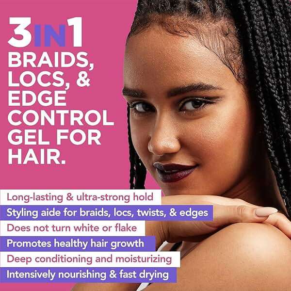 Esha Slick N Slay Braiding Gel - 3-in-1 Ultra Extreme Hold Hydrating & Conditioning Shining Fast Dry Locking Gel for Locs, Twists, Braids, and Edges (PEACH, 17 oz.) - Image 5