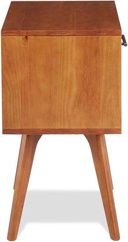 Mid Century Modern One Drawer Nightstand/Constructed of Solid Wood/Castanho Finish - Image 4
