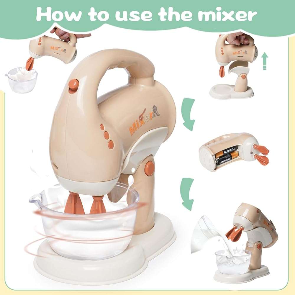 Kitchen Appliances Toy for Kids Kitchen Pretend Play Toy Play Kitchen Set with Coffee Maker Blender Espresso Machine Water Dispenser Toaster Mixer Realistic Sounds for Boys Girls 3+ - Image 7