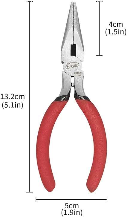 HOUSERAN Needle Nose Pliers, 5 Inch, 5 Pack, Long Nose Pliers with Side Cutter, Spring Loaded for Cutting and Bending Wire - Image 3