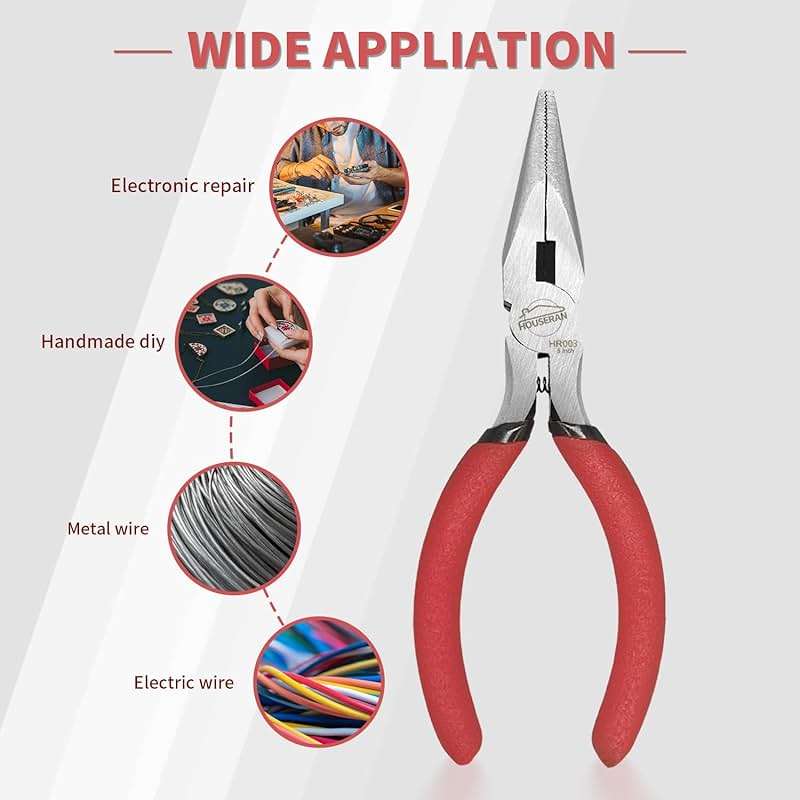 HOUSERAN Needle Nose Pliers, 5 Inch, 5 Pack, Long Nose Pliers with Side Cutter, Spring Loaded for Cutting and Bending Wire - Image 5