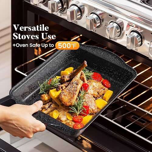 Kitchen Induction Cookware & Bakeware Set - 30 Piece Black Granite Cooking Pans Set, Non-Stick Pots and Pans Set - Image 4
