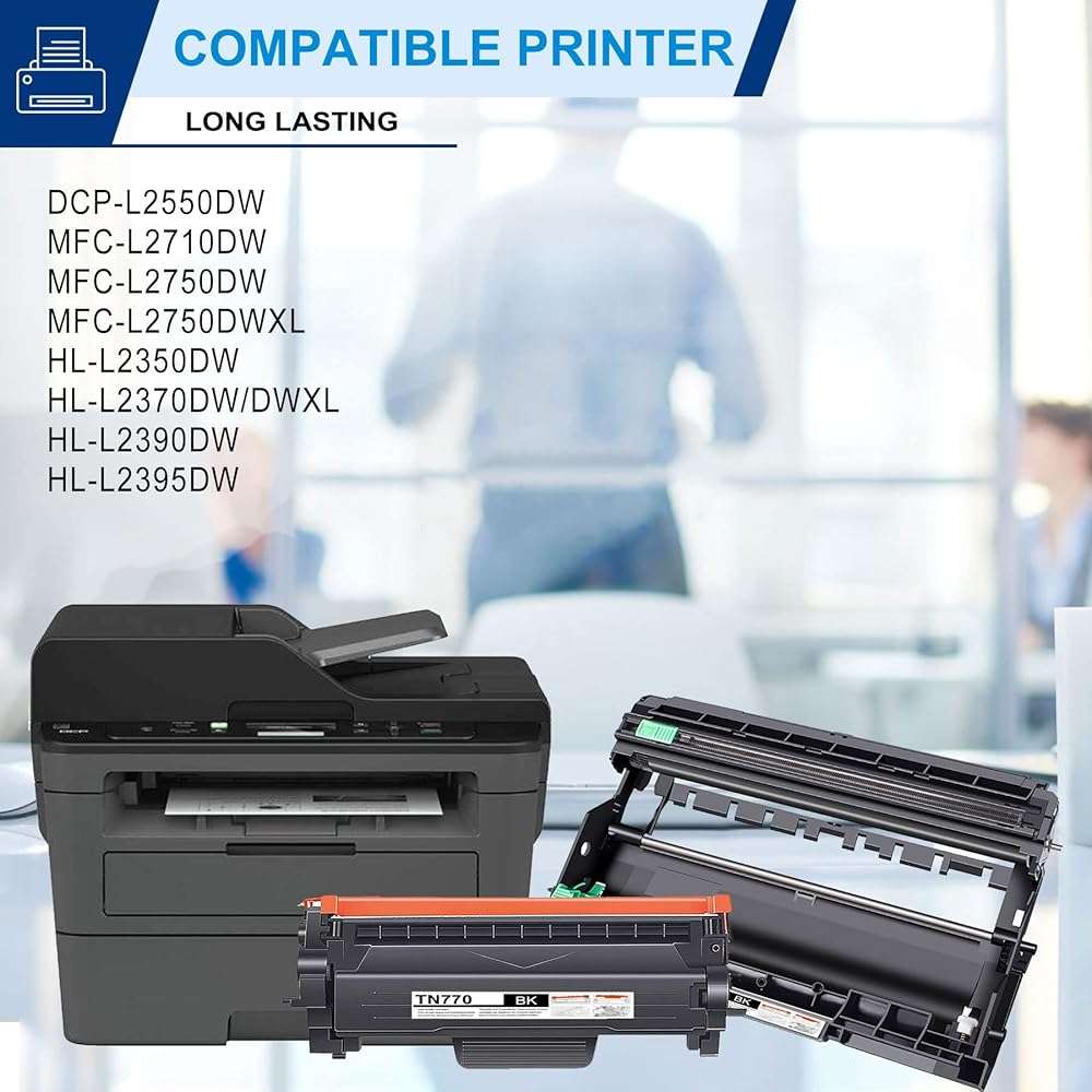 2 Pack Extra High Yield TN770 Toner Cartridge & 1 Pack DR730 Drum Unit Compatible TN770 DR730 Replacement for Brother DCP-L2550DW MFC-L2710DW L2750DW HL-L2350DW L2370DW L2390DW L2395DW Printer - Image 2