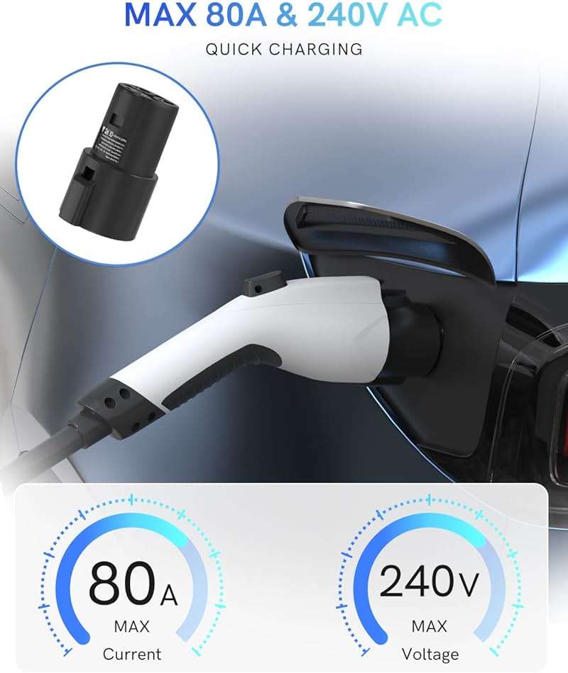 J1772 to Tesla Charger Adapter, Up to 80Amp 240v AC, Mobile EV Adapter for Tesla Model 3/Y/X/S with Fast Charging, Compatible with EVSE Charger, SAE J1772 Charging Adaptor for Tesla Cars Only - Image 5