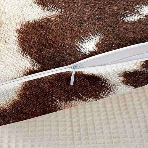 Boys Highland Cow Throw Pillow Covers 24x24 Set of 2 (Not Real) Cowhide Cattle Fur Hair Pillow Covers for Home Office Bed Couch Animal Texture Cushion Covers Brown Decorative Pillow Covers - Image 5