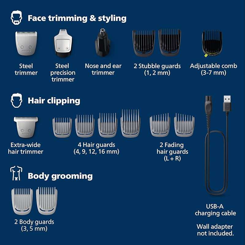 Philips Norelco Multigroom 5000 Series, All-in-One Trimmer and Hair Clipper, 18-Piece Men's Grooming Kit for Beard, Face, Hair, Body and Intimate Areas, No Blade Oil Needed, Model MG5910/49 - Image 2