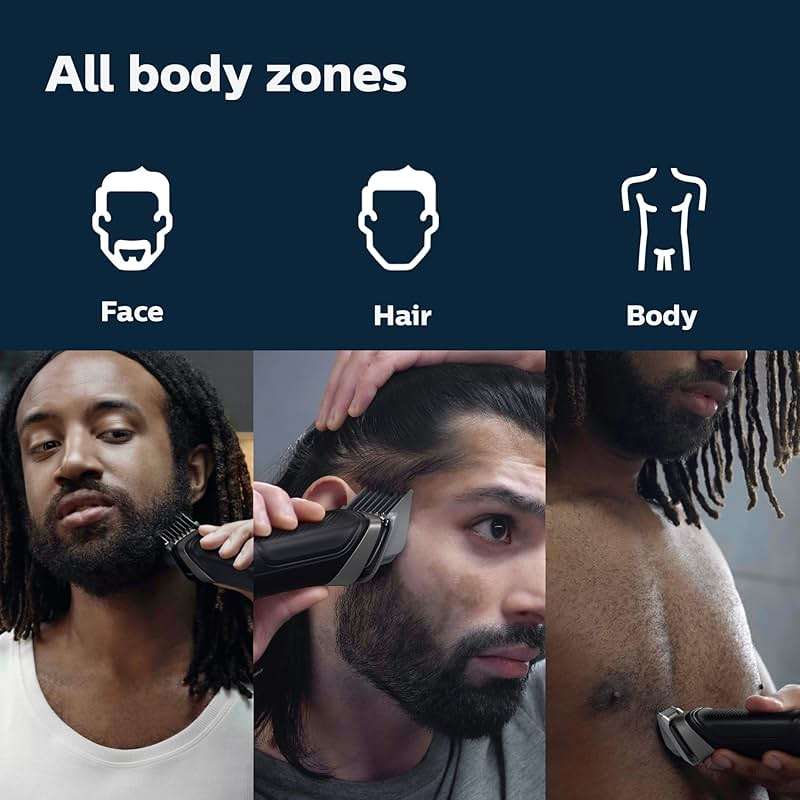 Philips Norelco Multigroom 5000 Series, All-in-One Trimmer and Hair Clipper, 18-Piece Men's Grooming Kit for Beard, Face, Hair, Body and Intimate Areas, No Blade Oil Needed, Model MG5910/49 - Image 4