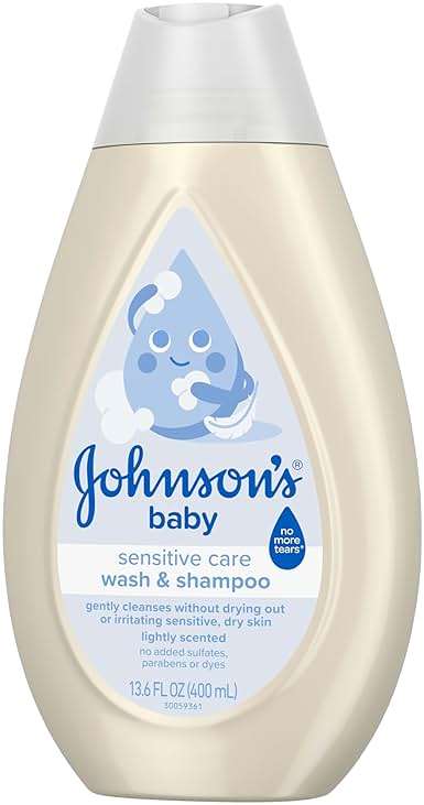 Johnson's Sensitive Care Baby Wash & Shampoo, Daily Moisturizing 2-in-1 Baby Wash & Shampoo to Gently Cleanse Without Drying Out Sensitive Skin, Light Scent, Hypoallergenic, 13.6 fl. oz - Image 7