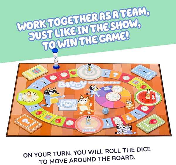 Bluey Scavenger Hunt Board Game, Cooperative Play with 4 Exclusive Mini-Figures, Learning Toys for 5+ Year Old, Fun Toy Token Collecting Game - Image 3