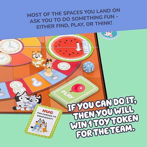Bluey Scavenger Hunt Board Game, Cooperative Play with 4 Exclusive Mini-Figures, Learning Toys for 5+ Year Old, Fun Toy Token Collecting Game - Image 4