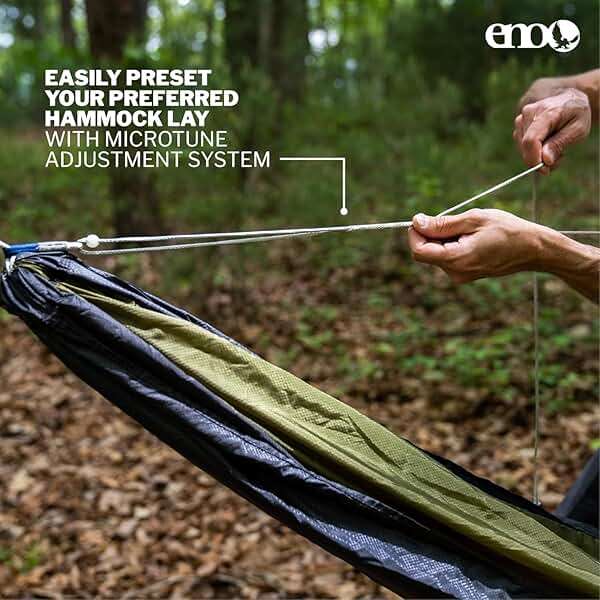 ENO Microtune Structural Ridgeline - Camping Hammock Travel Essentials - Hammock Cord for Preset Lay - Compatible with 1 to 2 Person Portable Hammocks - Sapphire/Grey - Image 3