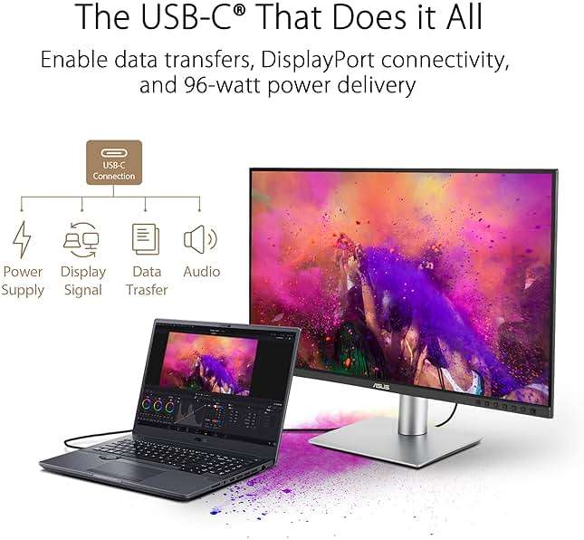 ASUS ProArt Display 27” 4K HDR Professional Monitor (PA279CRV) - IPS, UHD (3840 x 2160), 99% DCI-P3/Adobe RGB, ΔE < 2, Calman Verified, USB-C PD 96W, DisplayPort, Daisy-Chain, Ergonomic, 3yr Warranty - Image 4