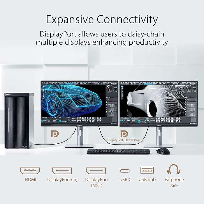ASUS ProArt Display 27” 4K HDR Professional Monitor (PA279CRV) - IPS, UHD (3840 x 2160), 99% DCI-P3/Adobe RGB, ΔE < 2, Calman Verified, USB-C PD 96W, DisplayPort, Daisy-Chain, Ergonomic, 3yr Warranty - Image 5
