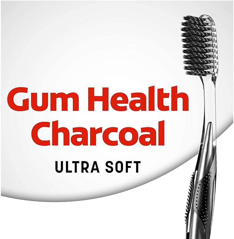 Colgate Gum Health Charcoal Toothbrush with Ultra Soft Floss Tip Bristles, Extra Soft for Sensitive Gums and Teeth, 4 Pack - Image 2