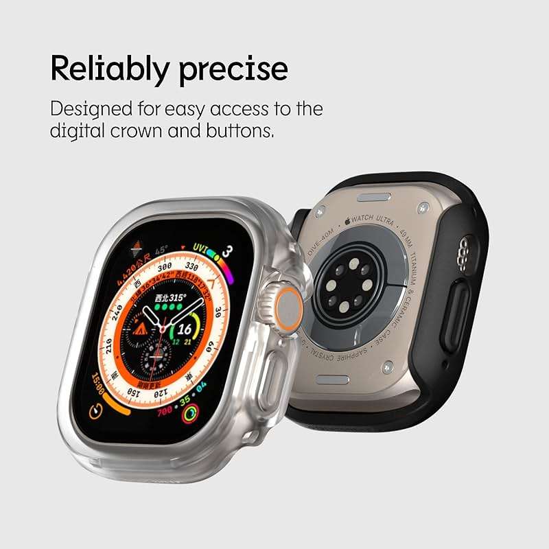 RhinoShield Bumper Case Compatible with Apple Watch Ultra 3/2 / Ultra (49mm) | Slim Protective Case, Lightweight and Shock Absorbent - Classic Black - Image 3