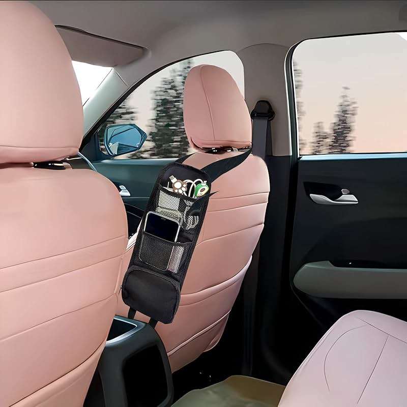 QUICTO 2PCS Car Seat Storage Hanging Bag, Multi-Pocket Seat Side Organizer, Multifunctional Mesh Net Pocket, Can Hold Mobile Phone, Wallet, Glasses, Suitable for Cars, SUVs, Trucks - Image 7