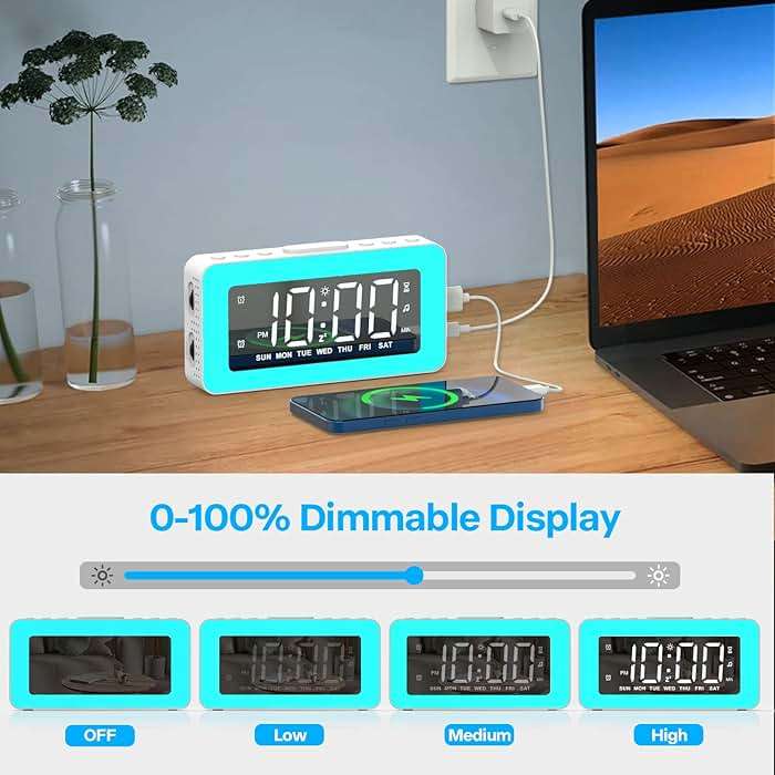 Alarm Clocks for Bedrooms, Mirror Clock with 8 RGB Atmosphere Light, Dual Alarms, 3 Alarm Modes, Snooze, Sleep Aid, Timer, USB Charger, Bedside Digital Alarm Clock for Kids, Adults, Heavy Sleepers - Image 7