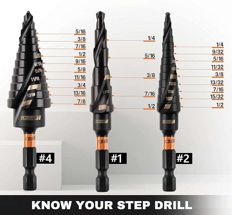 KSEIBI Unibit 3-Piece High-Speed Steel Step Drill Bit Set - for Stainless Steel, Aluminium, Wood - Image 3