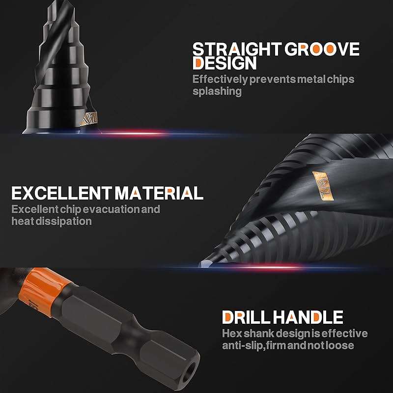 KSEIBI Unibit 3-Piece High-Speed Steel Step Drill Bit Set - for Stainless Steel, Aluminium, Wood - Image 8