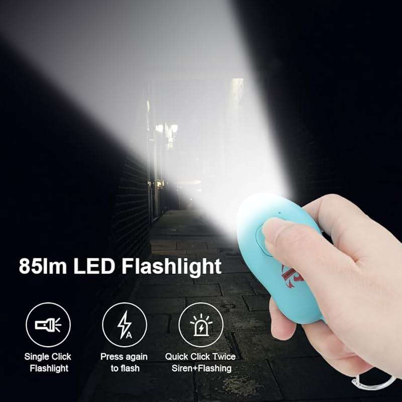 Fightsense Personal Alarm Keychain with Snap Hook, 130dB Siren Safety Alarm for Women LED Light (300m Audible) (Cyan) - Image 5
