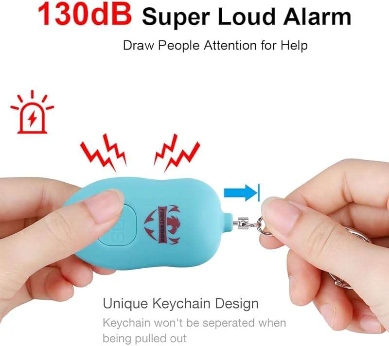 Fightsense Personal Alarm Keychain with Snap Hook, 130dB Siren Safety Alarm for Women LED Light (300m Audible) (Cyan) - Image 6