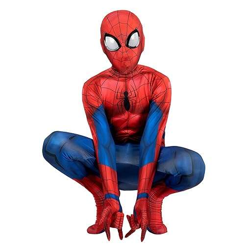 Marvel Spider-Man Official Youth Deluxe Zentai Costume - Deluxe Two-Way Stretch Spandex with Invisible Zippers and Wrist Openings for Added Convenience (M) - Image 1