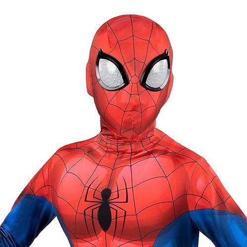 Marvel Spider-Man Official Youth Deluxe Zentai Costume - Deluxe Two-Way Stretch Spandex with Invisible Zippers and Wrist Openings for Added Convenience (M) - Image 2