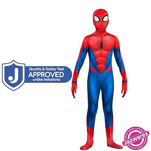 Marvel Spider-Man Official Youth Deluxe Zentai Costume - Deluxe Two-Way Stretch Spandex with Invisible Zippers and Wrist Openings for Added Convenience (M) - Image 3