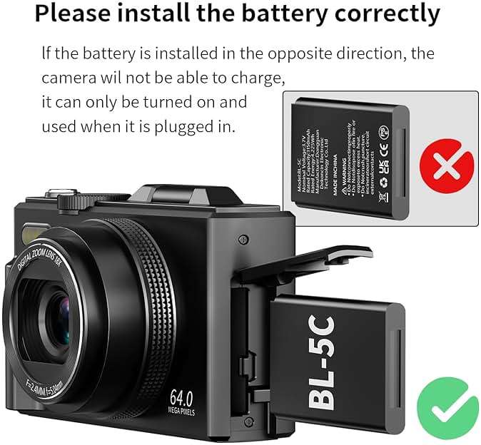 4K Digital Camera for Photography, 64MP Vlogging Camera for YouTube with 3" 180° Flip Screen, 18X Digital Zoom Point and Shoot Camara with 32GB Micro SD Card for Beginner (Black) - Image 5