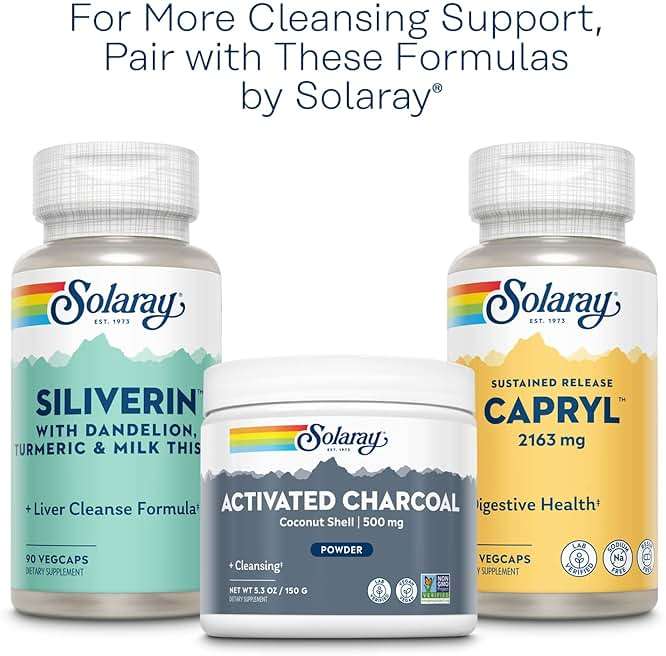 SOLARAY Yeast Cleanse, Antioxidant Support with Caprylic Acid, PAU d'Arco, Licorice Root Extract and Grapefruit Seed Extract, 60-Day Guarantee, 60-Day Guarantee, 60 Servings, 360 VegCaps - Image 6