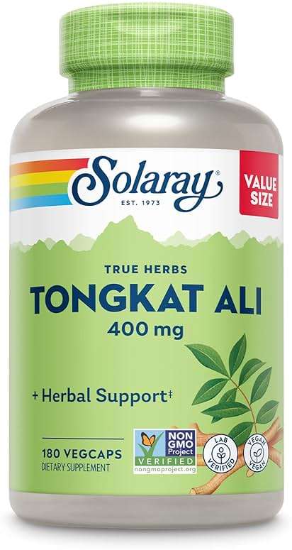 SOLARAY Tongkat Ali 400 mg - Longjack Tongkat Ali for Men - Herbal Support for Men's Health and Vitality - Vegan, Non-GMO, Lab Verified - 180 Servings, 180 VegCaps - Image 1