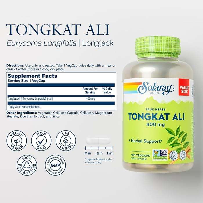 SOLARAY Tongkat Ali 400 mg - Longjack Tongkat Ali for Men - Herbal Support for Men's Health and Vitality - Vegan, Non-GMO, Lab Verified - 180 Servings, 180 VegCaps - Image 2