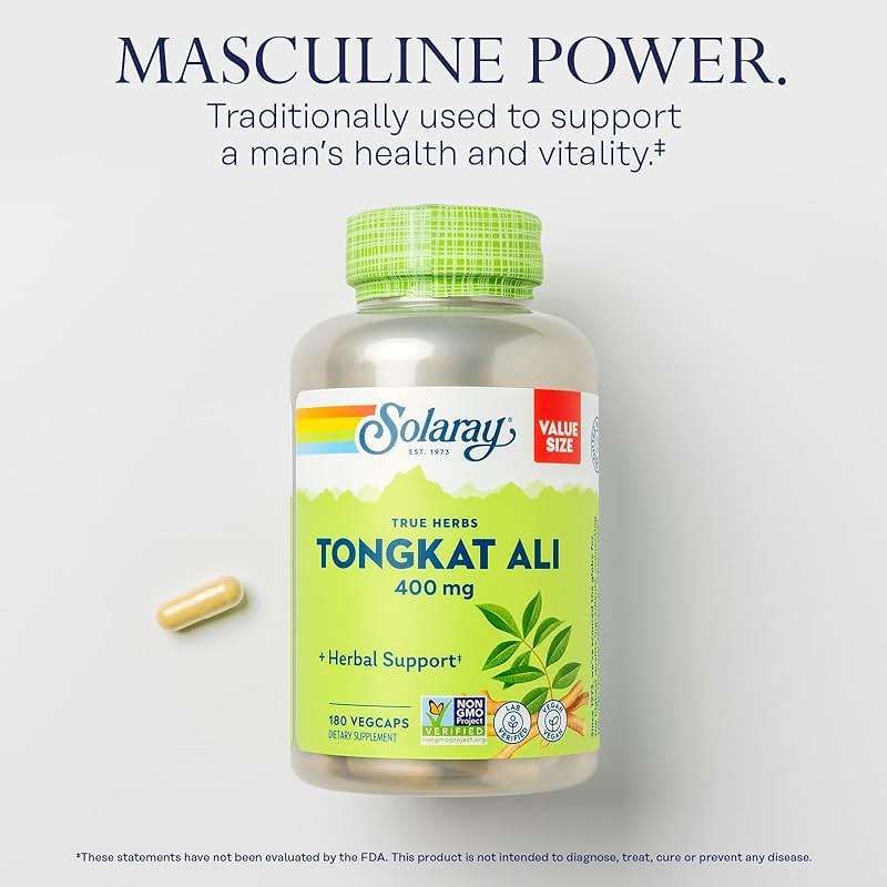 SOLARAY Tongkat Ali 400 mg - Longjack Tongkat Ali for Men - Herbal Support for Men's Health and Vitality - Vegan, Non-GMO, Lab Verified - 180 Servings, 180 VegCaps - Image 3