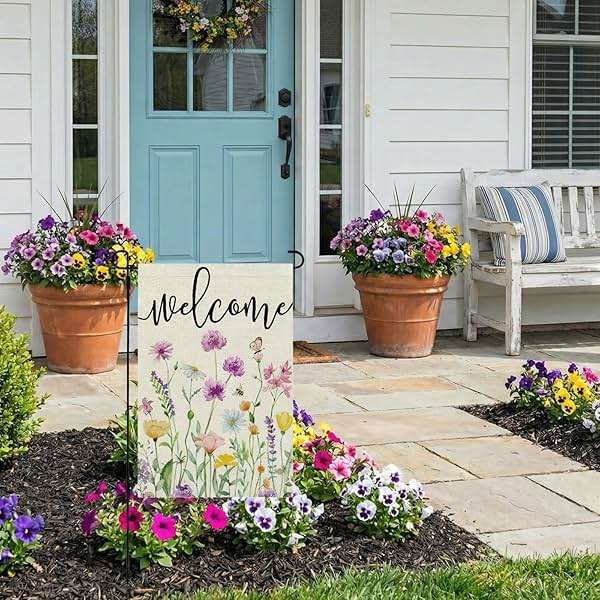 CROWNED BEAUTY Spring Wildflower Garden Flag Floral 12x18 Inch Double Sided for Outside Welcome Small Burlap Yard Seasonal Flag - Image 2