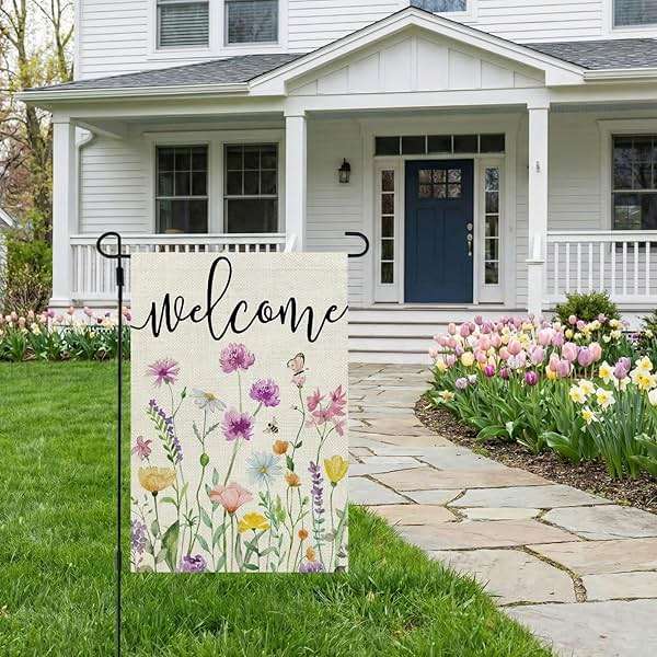CROWNED BEAUTY Spring Wildflower Garden Flag Floral 12x18 Inch Double Sided for Outside Welcome Small Burlap Yard Seasonal Flag - Image 4