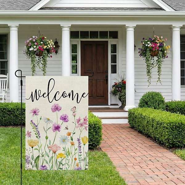 CROWNED BEAUTY Spring Wildflower Garden Flag Floral 12x18 Inch Double Sided for Outside Welcome Small Burlap Yard Seasonal Flag - Image 5