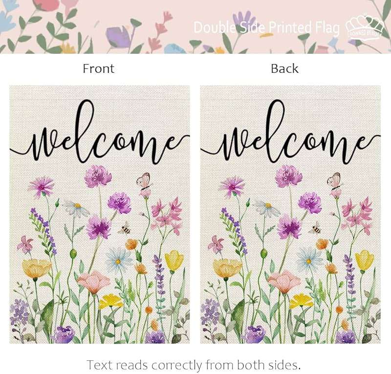 CROWNED BEAUTY Spring Wildflower Garden Flag Floral 12x18 Inch Double Sided for Outside Welcome Small Burlap Yard Seasonal Flag - Image 6